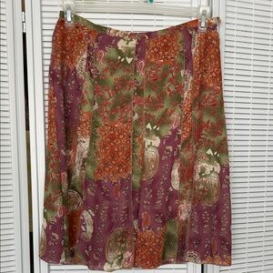 Allison Taylor Purple and Green Paisley A-Line Skirt